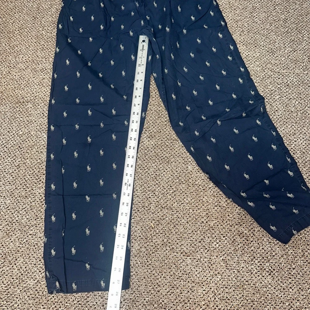 Polo Ralph Lauren Mens Navy Blue All Over Pony Print Pajama Sleep Pants Large